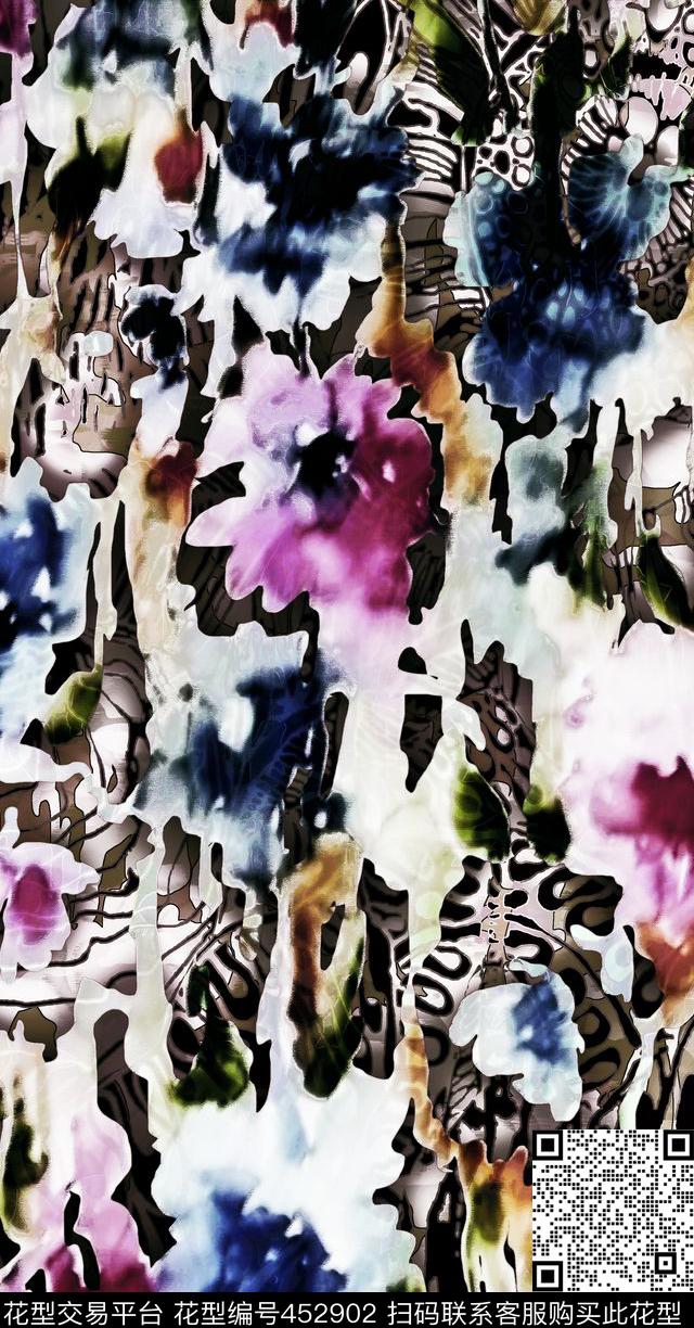 彩色迷彩抽象模糊风格数码印花华亿平台下载（图片编号: 452902） - 瓦栏（Walan）