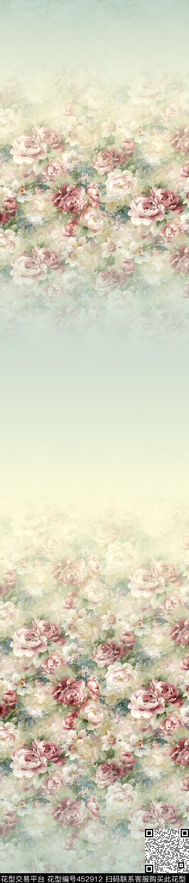 窗帘温馨花卉数码印花华亿平台下载（图片编号: 452912） - 瓦栏（Walan）