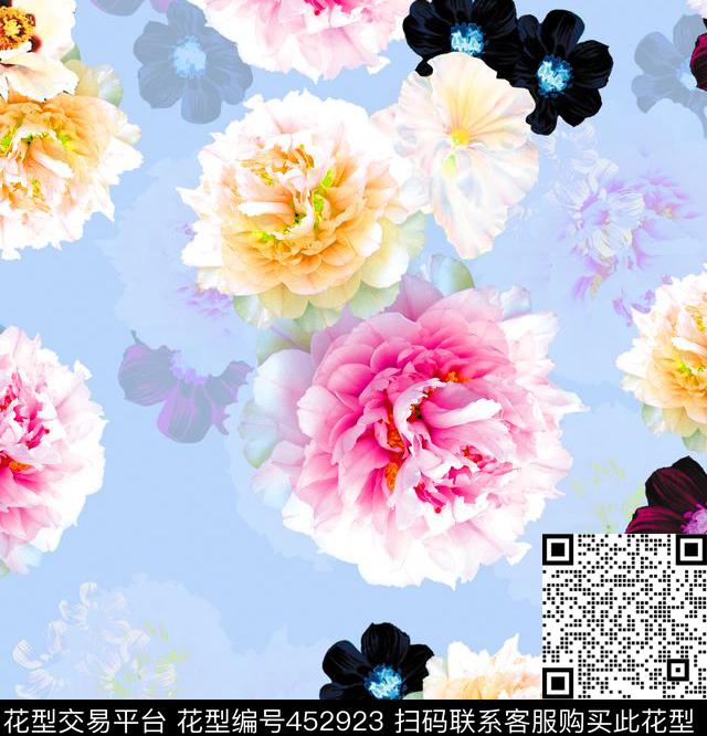 朵花欧美田园数码印花华亿平台下载（图片编号: 452923） - 瓦栏（Walan）