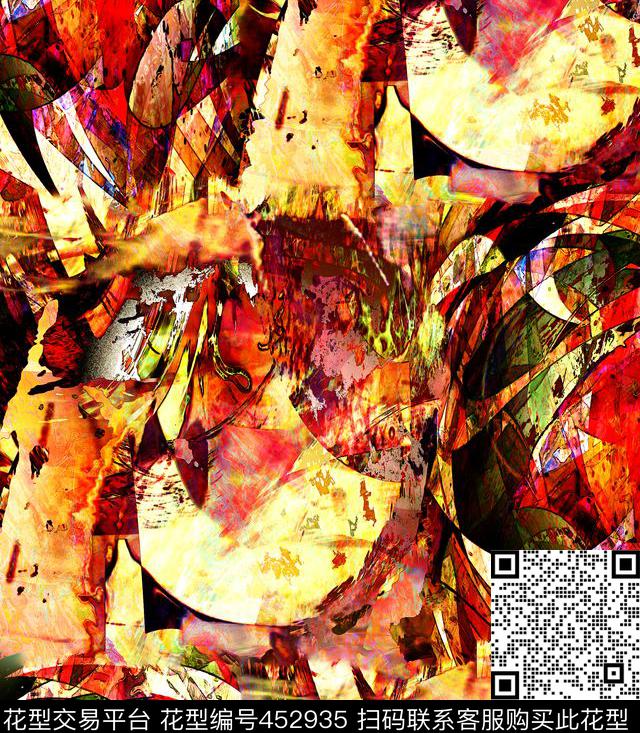 抽象色彩拼贴艺术笔触数码印花华亿平台下载（图片编号: 452935） - 瓦栏（Walan）