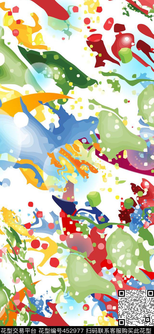 波点抽象复杂数码印花华亿平台下载（图片编号: 452977） - 瓦栏（Walan）