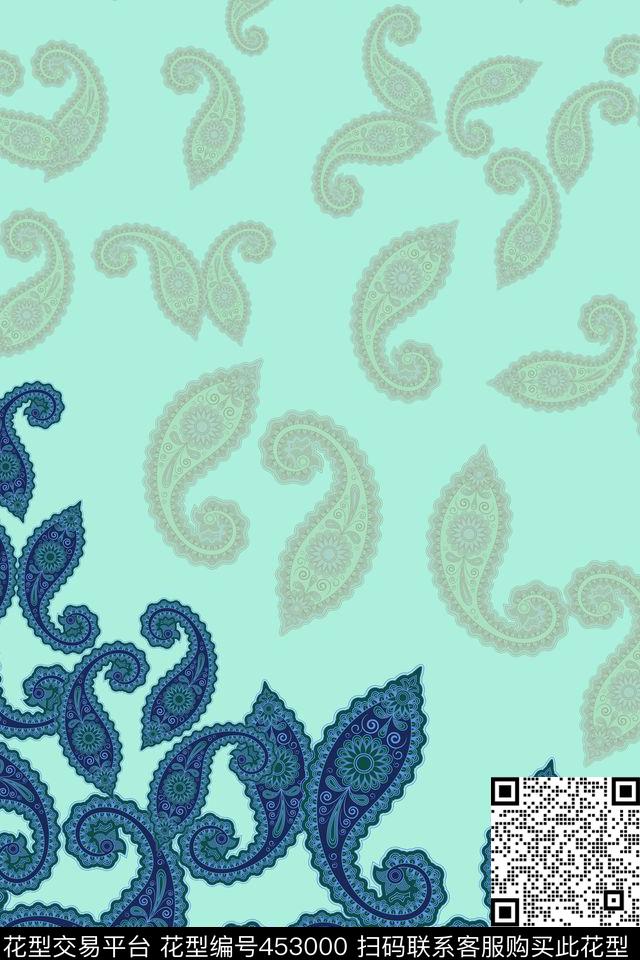 定位佩斯利漩涡纹休闲数码印花华亿平台下载（图片编号: 453000） - 瓦栏（Walan）