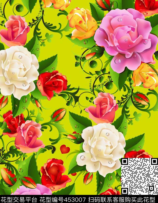 花卉数码印花华亿平台下载（图片编号: 453007） - 瓦栏（Walan）