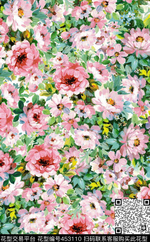 潮流花草精美传统印花华亿平台下载（图片编号: 453110） - 瓦栏（Walan）