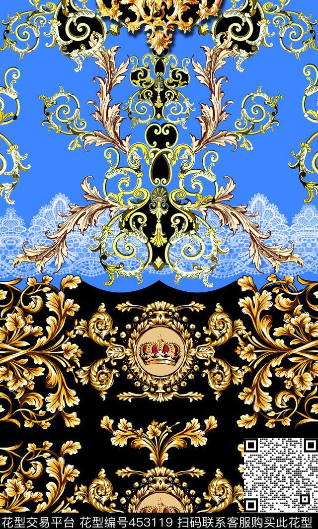 大牌卷草蕾丝数码印花华亿平台下载（图片编号: 453119） - 瓦栏（Walan）