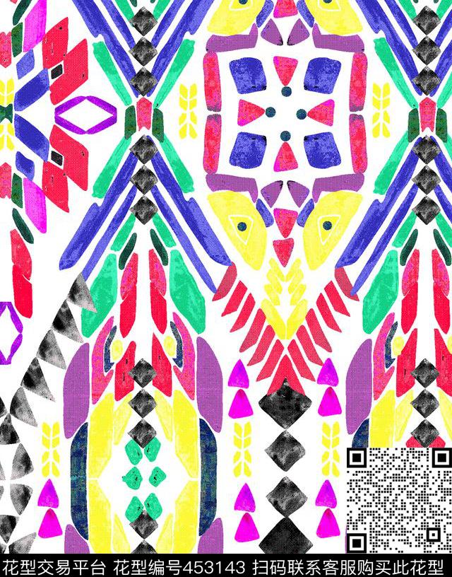 复古几何手绘传统印花华亿平台下载（图片编号: 453143） - 瓦栏（Walan）