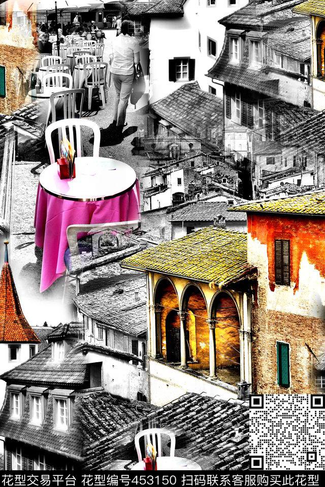 复古建筑欧式数码印花华亿平台下载（图片编号: 453150） - 瓦栏（Walan）