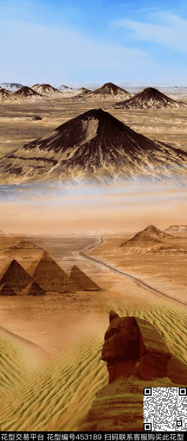 沙漠金字塔风景数码印花华亿平台下载（图片编号: 453189） - 瓦栏（Walan）