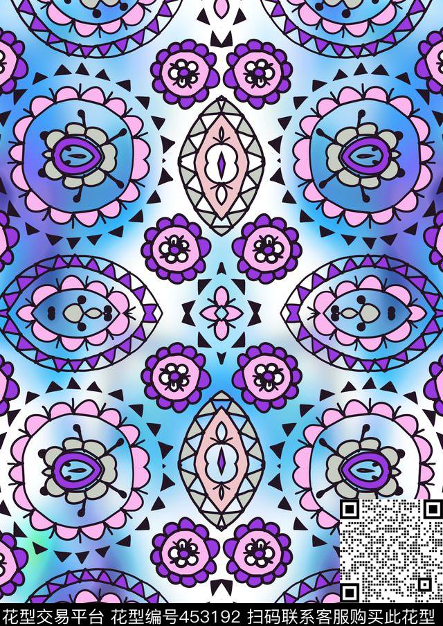 民族几何泳装数码印花华亿平台下载（图片编号: 453192） - 瓦栏（Walan）