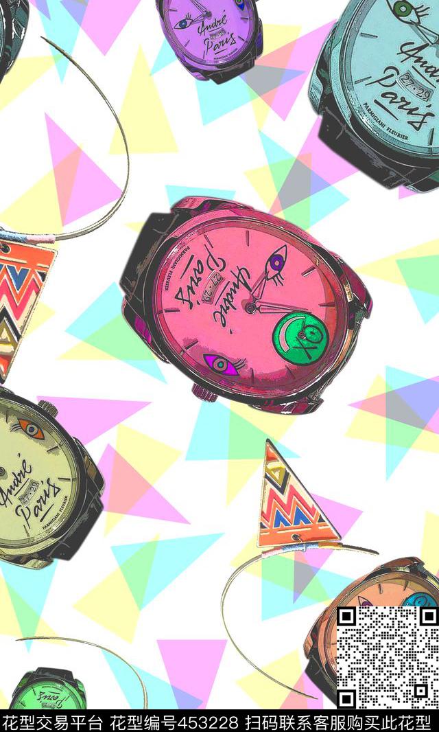 色块时尚手表数码印花华亿平台下载（图片编号: 453228） - 瓦栏（Walan）