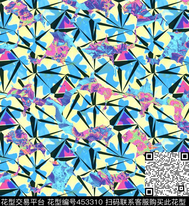 花丛碎花石竹几何线条枝条叠加滤镜科技感抽象数码印花华亿平台下载（图片编号: 453310） - 瓦栏（Walan）