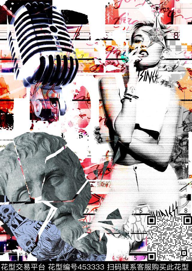 潮牌雕塑复古数码印花华亿平台下载（图片编号: 453333） - 瓦栏（Walan）