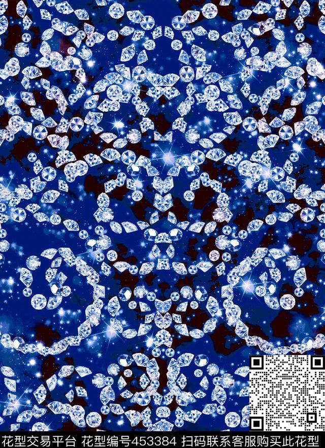钻石珠宝螺旋纹数码印花华亿平台下载（图片编号: 453384） - 瓦栏（Walan）