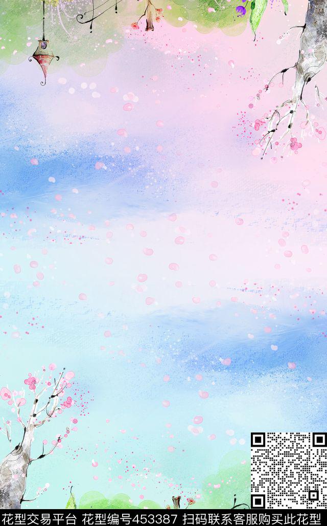 数码定位童话风景围巾数码印花华亿平台下载（图片编号: 453387） - 瓦栏（Walan）