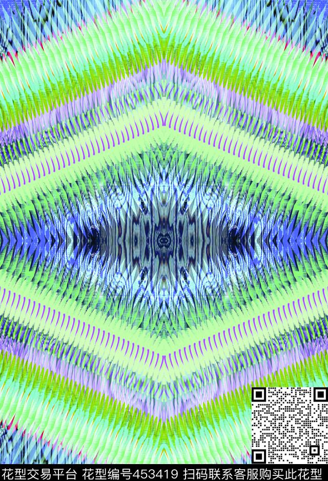 对称几何锯齿数码印花华亿平台下载（图片编号: 453419） - 瓦栏（Walan）