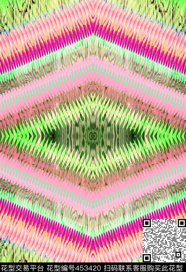 几何菱形对称数码印花华亿平台下载（图片编号: 453420） - 瓦栏（Walan）