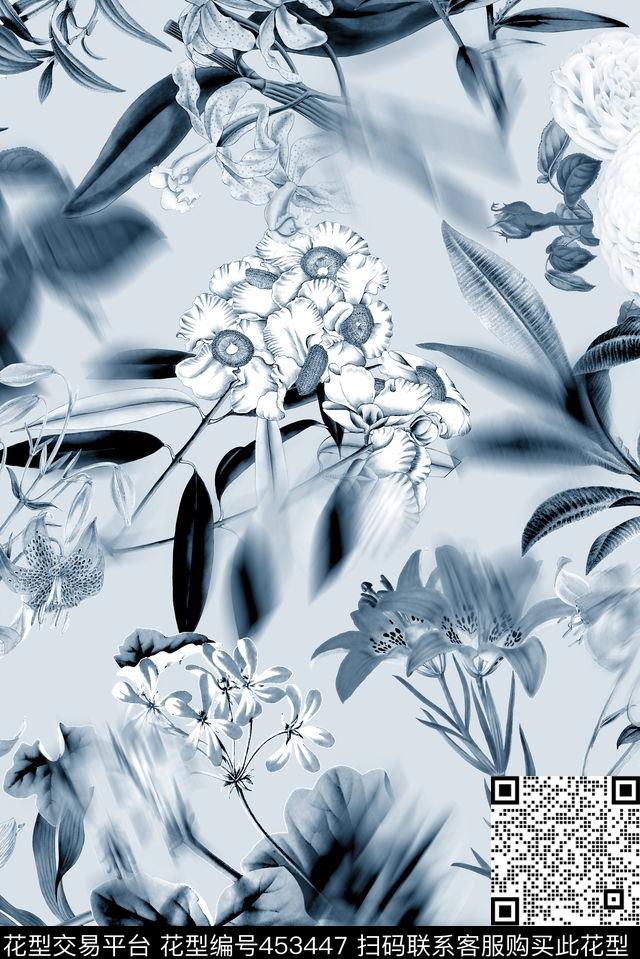 花卉花朵素雅数码印花华亿平台下载（图片编号: 453447） - 瓦栏（Walan）