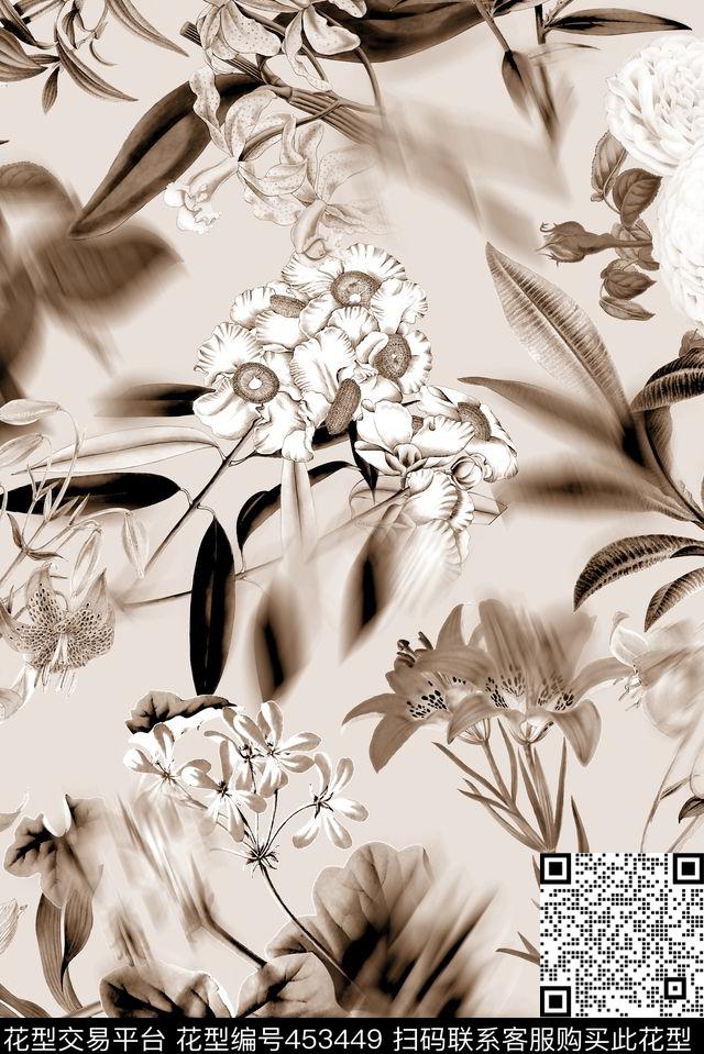 花卉欧式花卉花朵数码印花华亿平台下载（图片编号: 453449） - 瓦栏（Walan）