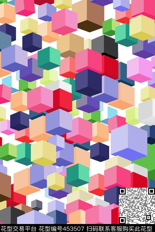 抽象立体几何传统印花华亿平台下载（图片编号: 453507） - 瓦栏（Walan）