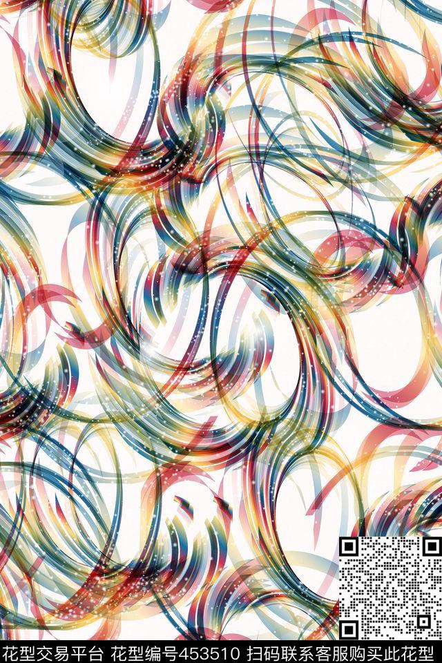 炫彩抽象条纹数码印花华亿平台下载（图片编号: 453510） - 瓦栏（Walan）