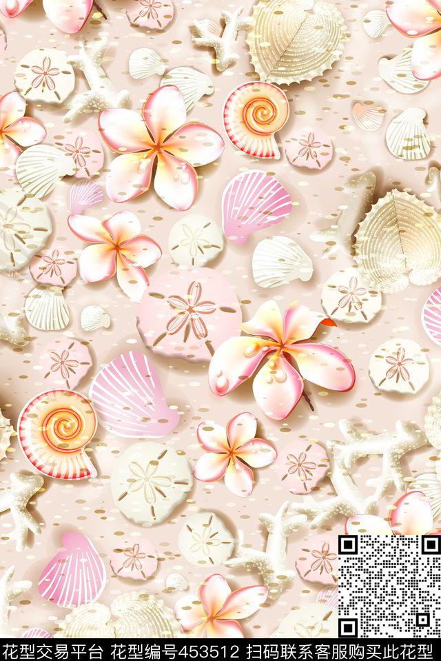 贝壳抽象卡通传统印花华亿平台下载（图片编号: 453512） - 瓦栏（Walan）