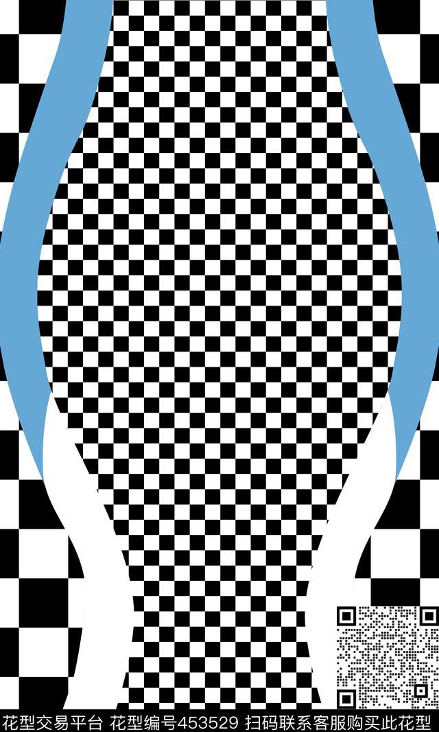经典几何黑白曲线时尚定位传统印花华亿平台下载（图片编号: 453529） - 瓦栏（Walan）