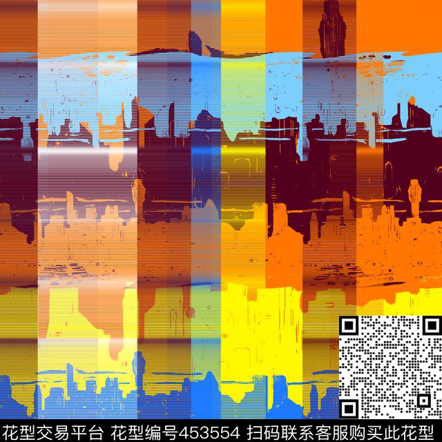 抽象条格建筑数码印花华亿平台下载（图片编号: 453554） - 瓦栏（Walan）