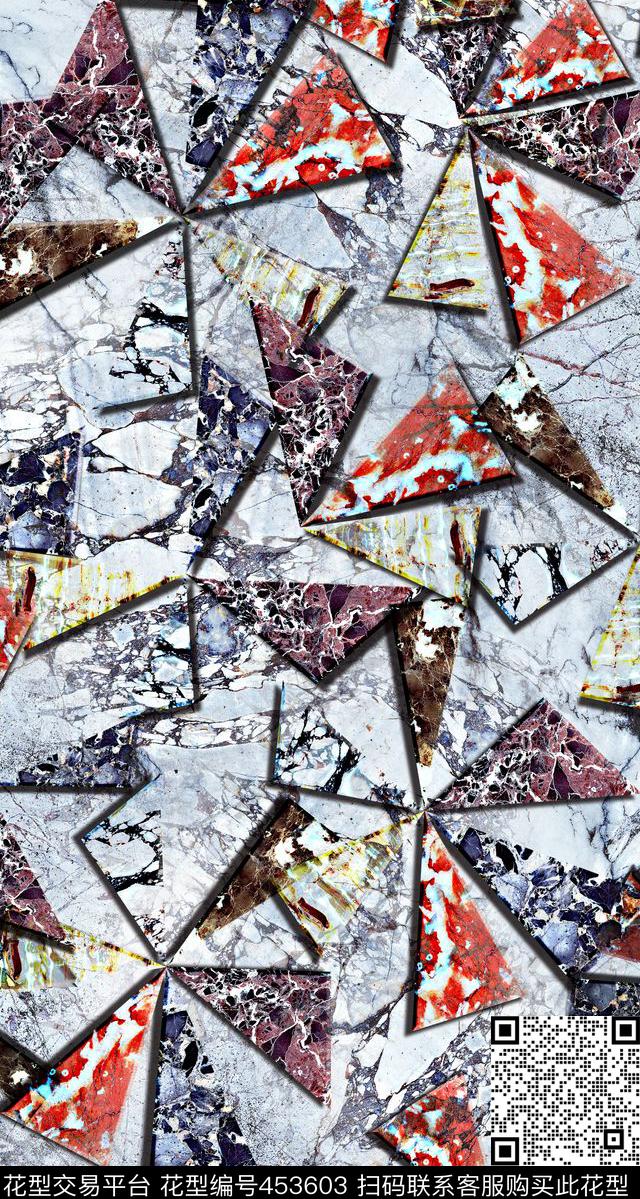 抽象几何三角数码印花华亿平台下载（图片编号: 453603） - 瓦栏（Walan）