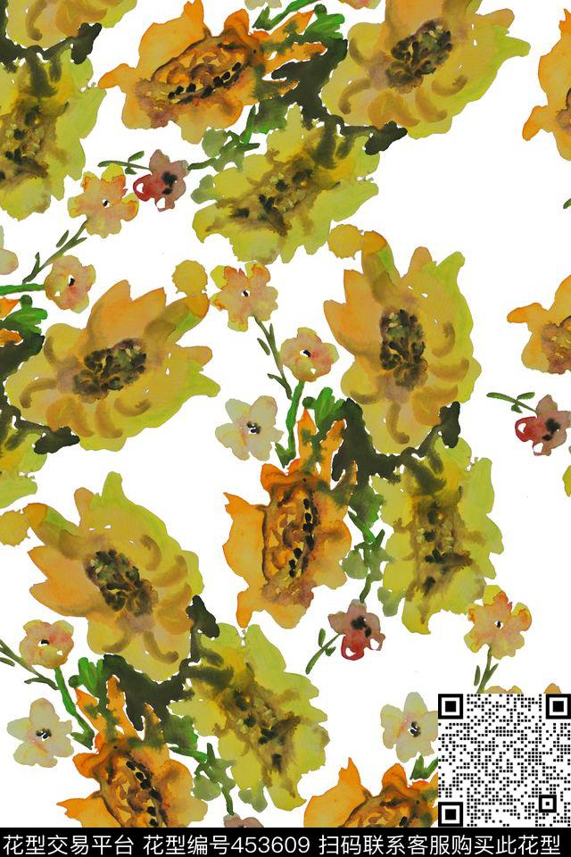 手绘原创抽象数码印花华亿平台下载（图片编号: 453609） - 瓦栏（Walan）