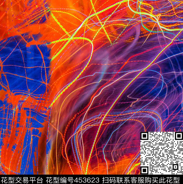 抽象炫彩潮流数码印花华亿平台下载（图片编号: 453623） - 瓦栏（Walan）