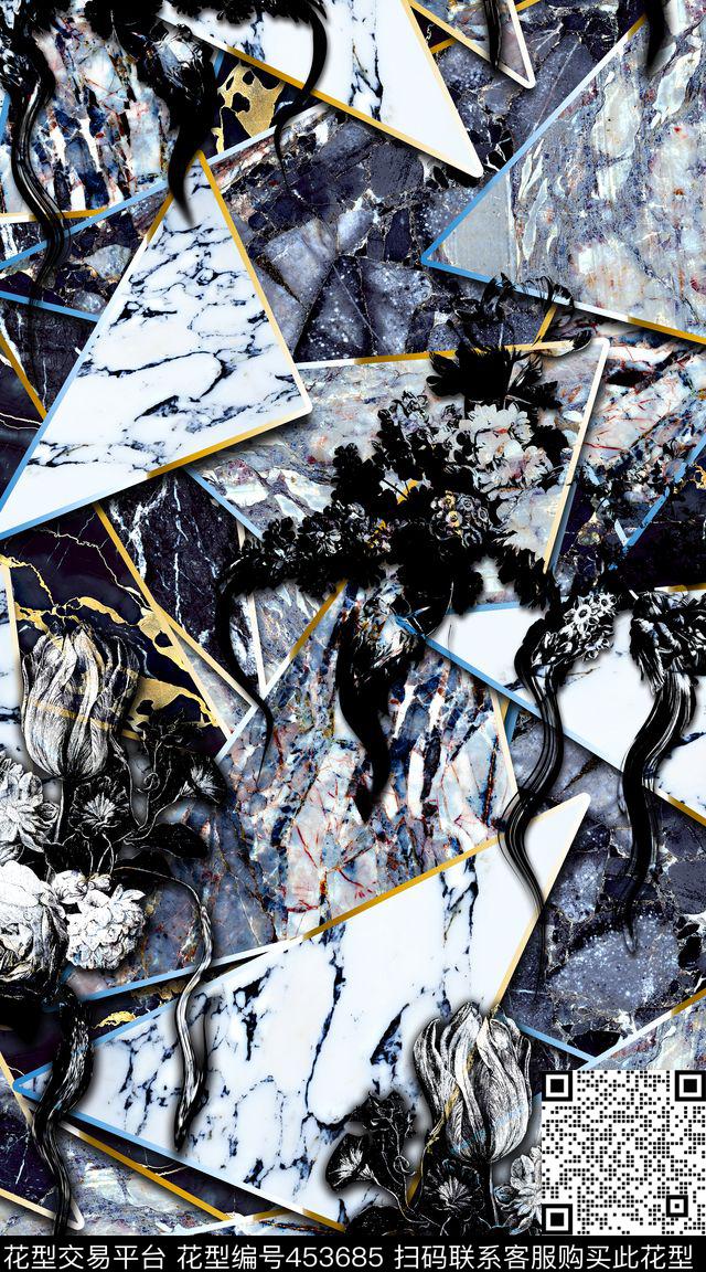 几何大理石肌理创意数码印花华亿平台下载（图片编号: 453685） - 瓦栏（Walan）