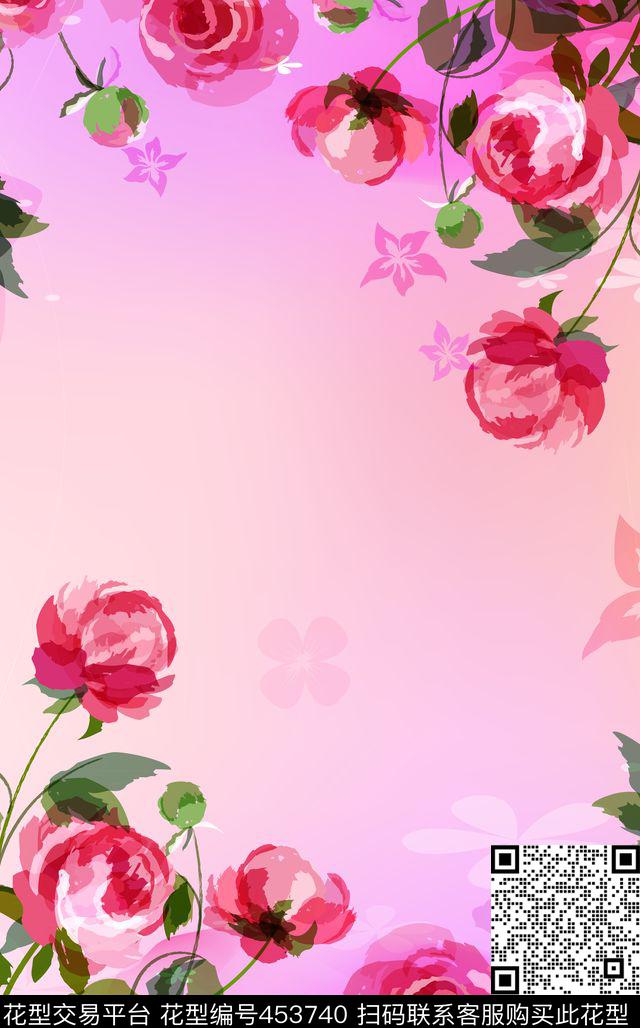 数码定位花卉玫瑰围巾数码印花华亿平台下载（图片编号: 453740） - 瓦栏（Walan）
