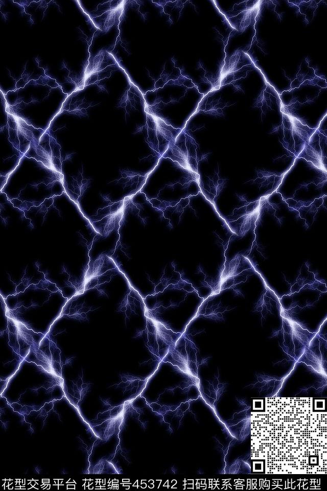 格子花纹闪电时尚流行外套数码印花华亿平台下载（图片编号: 453742） - 瓦栏（Walan）