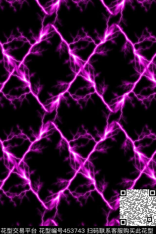 时尚流行格子花纹闪电数码印花华亿平台下载（图片编号: 453743） - 瓦栏（Walan）