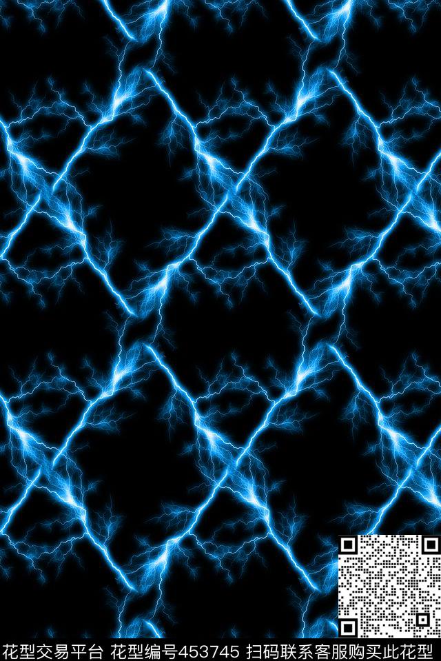 时尚流行格子花纹闪电数码印花华亿平台下载（图片编号: 453745） - 瓦栏（Walan）