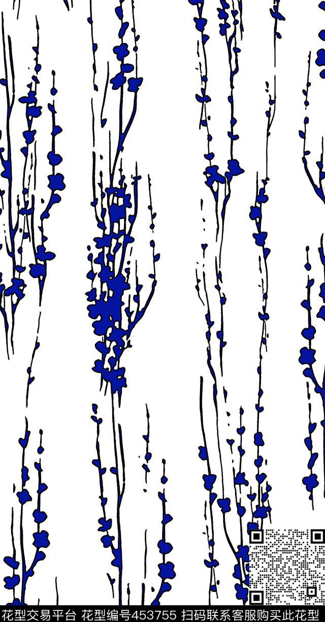 传统印花梅花剪影花卉传统印花华亿平台下载（图片编号: 453755） - 瓦栏（Walan）