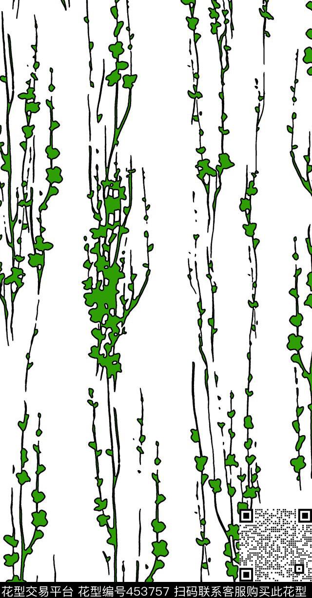 传统印花梅花剪影花卉传统印花华亿平台下载（图片编号: 453757） - 瓦栏（Walan）