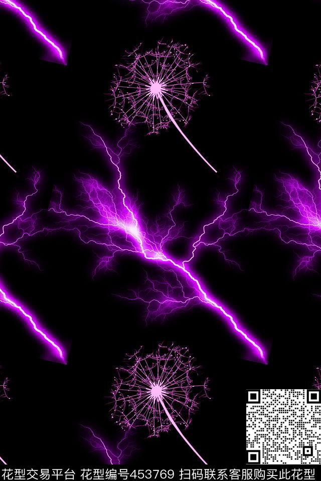 现代潮流时尚简洁大方蒲公英闪电花纹数码印花华亿平台下载（图片编号: 453769） - 瓦栏（Walan）