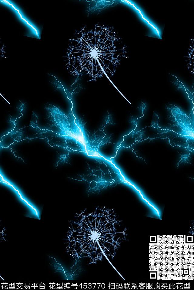 现代潮流时尚简洁大方蒲公英闪电花纹数码印花华亿平台下载（图片编号: 453770） - 瓦栏（Walan）