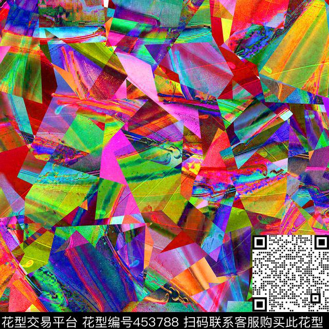 个性色彩时尚数码印花华亿平台下载（图片编号: 453788） - 瓦栏（Walan）