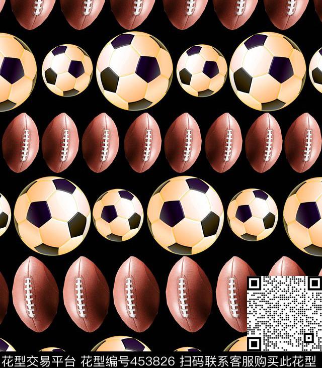 运动风足球橄榄球传统印花华亿平台下载（图片编号: 453826） - 瓦栏（Walan）