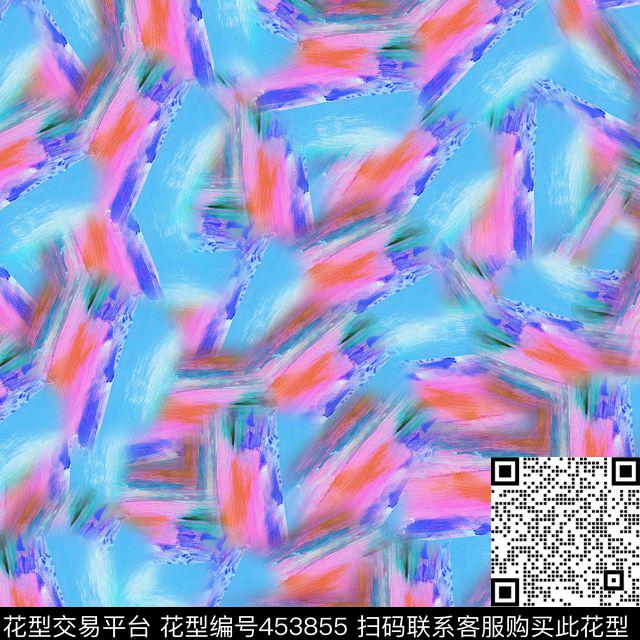 时尚色块笔触数码印花华亿平台下载（图片编号: 453855） - 瓦栏（Walan）