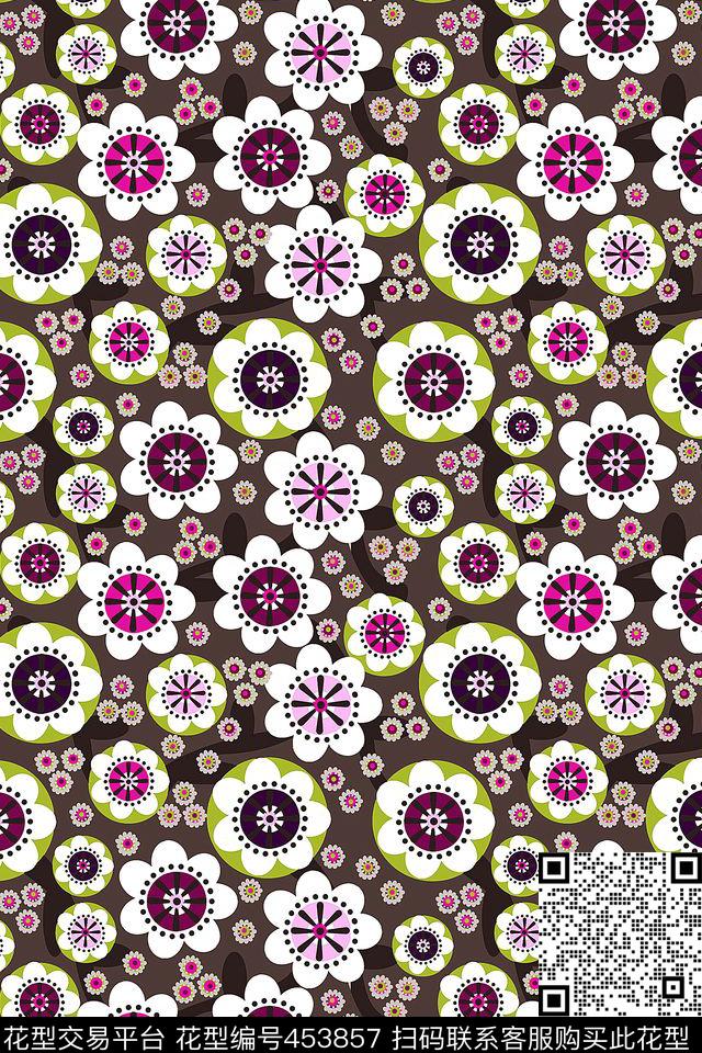风格化花卉流行时尚手绘传统印花华亿平台下载（图片编号: 453857） - 瓦栏（Walan）