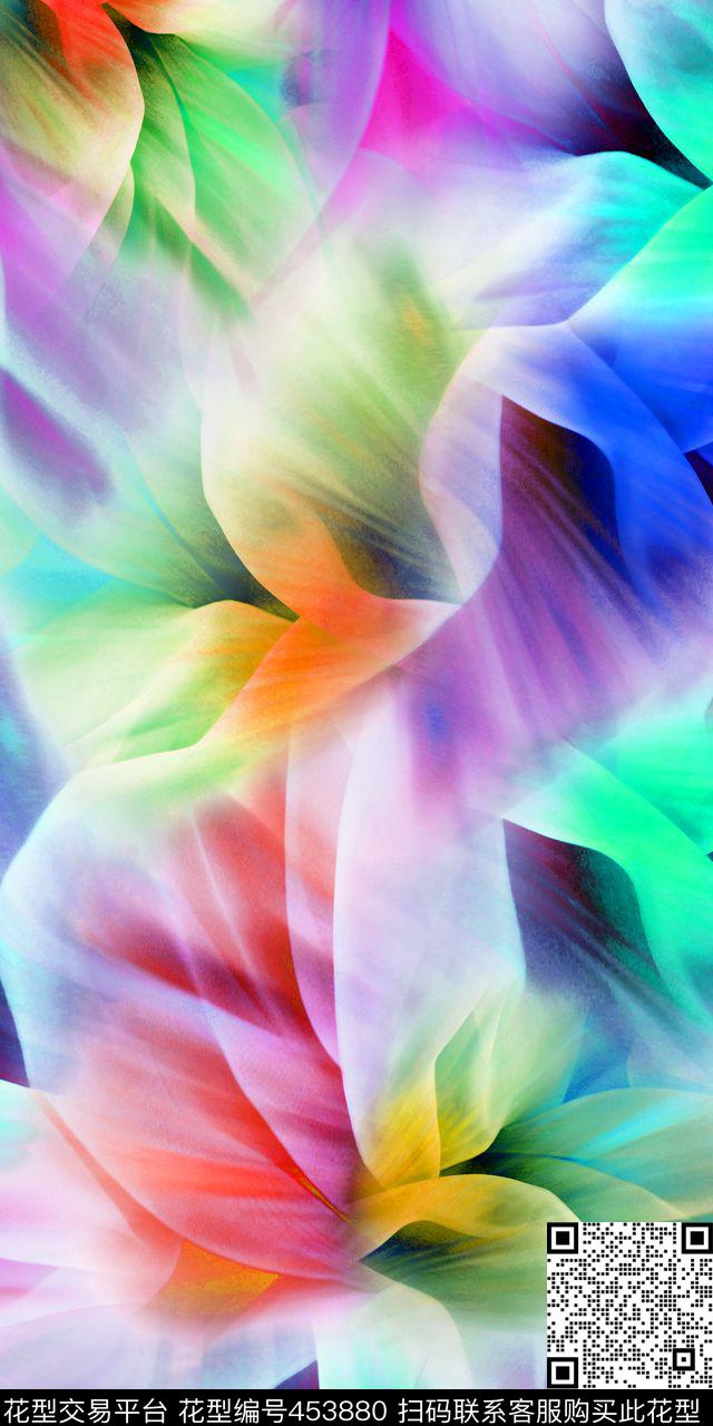 柔美抽象炫彩数码印花华亿平台下载（图片编号: 453880） - 瓦栏（Walan）