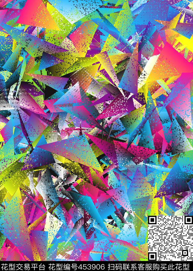 缤纷三角时尚数码印花华亿平台下载（图片编号: 453906） - 瓦栏（Walan）