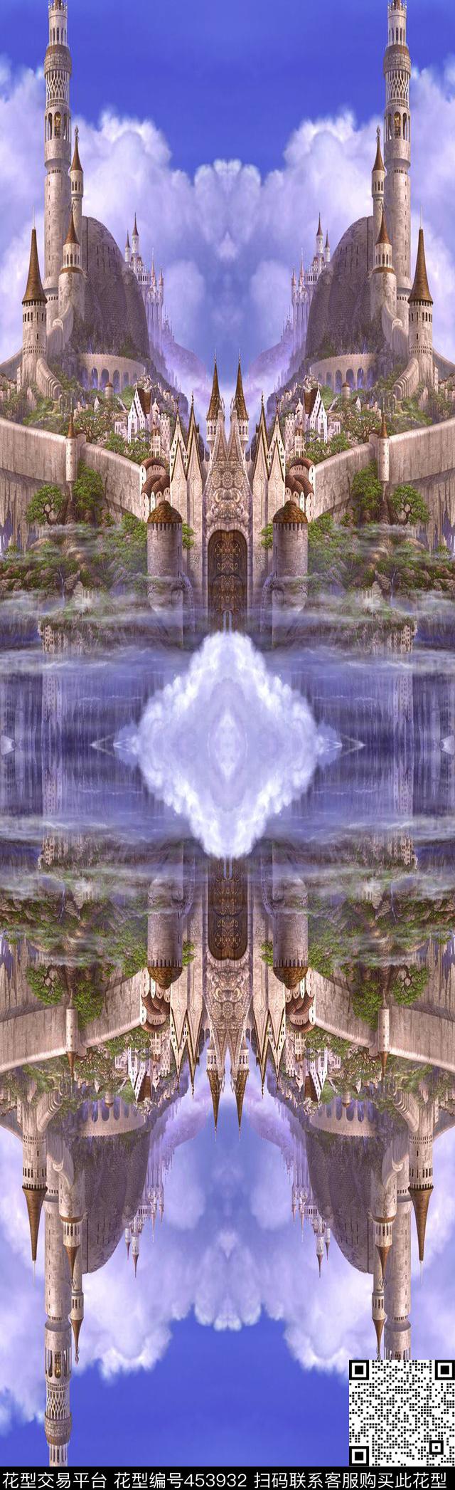 流行城堡丝巾数码印花华亿平台下载（图片编号: 453932） - 瓦栏（Walan）