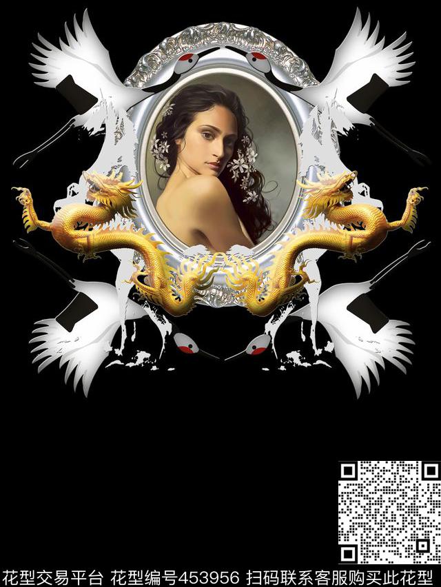 白鹤龙马中国风数码印花华亿平台下载（图片编号: 453956） - 瓦栏（Walan）