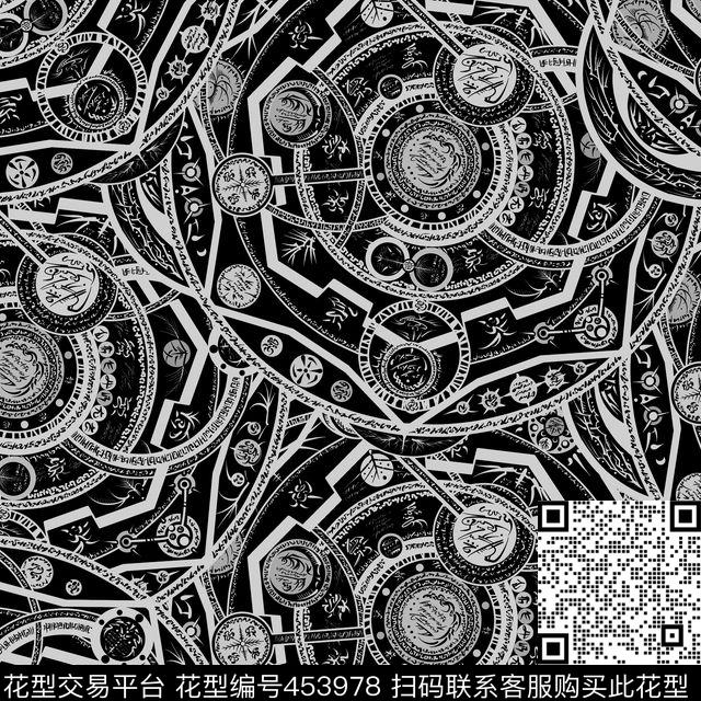 潮流复古图腾传统印花华亿平台下载（图片编号: 453978） - 瓦栏（Walan）