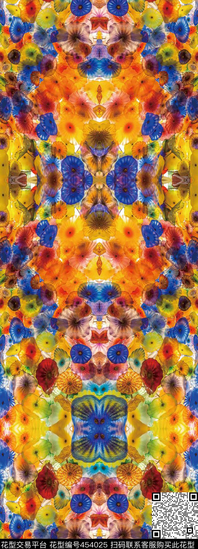抽象花丝巾数码印花华亿平台下载（图片编号: 454025） - 瓦栏（Walan）