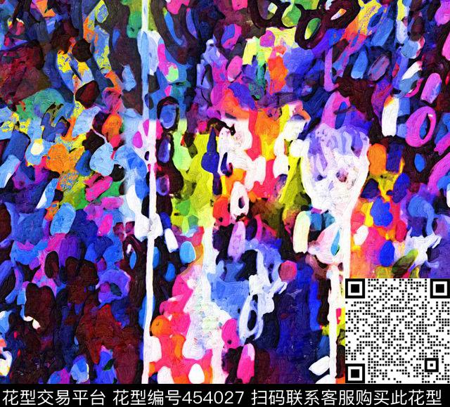 抽象手绘水彩数码印花华亿平台下载（图片编号: 454027） - 瓦栏（Walan）